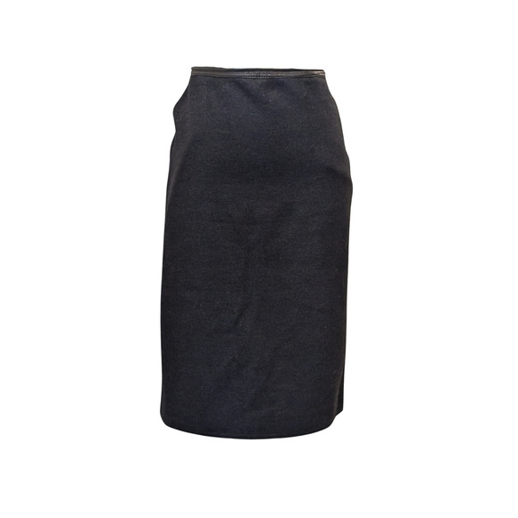 Hermes Black Wool Blend Leather Trim Pencil Skirt Size 42 US 10 - Picture 1 of 4